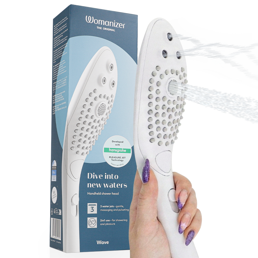 WOMANIZER - SOFFIONE DOCCIA STIMOLANTE CLITORIDEO WAVE BIANCO - WOMANIZER | Lingerie Harness Boutique