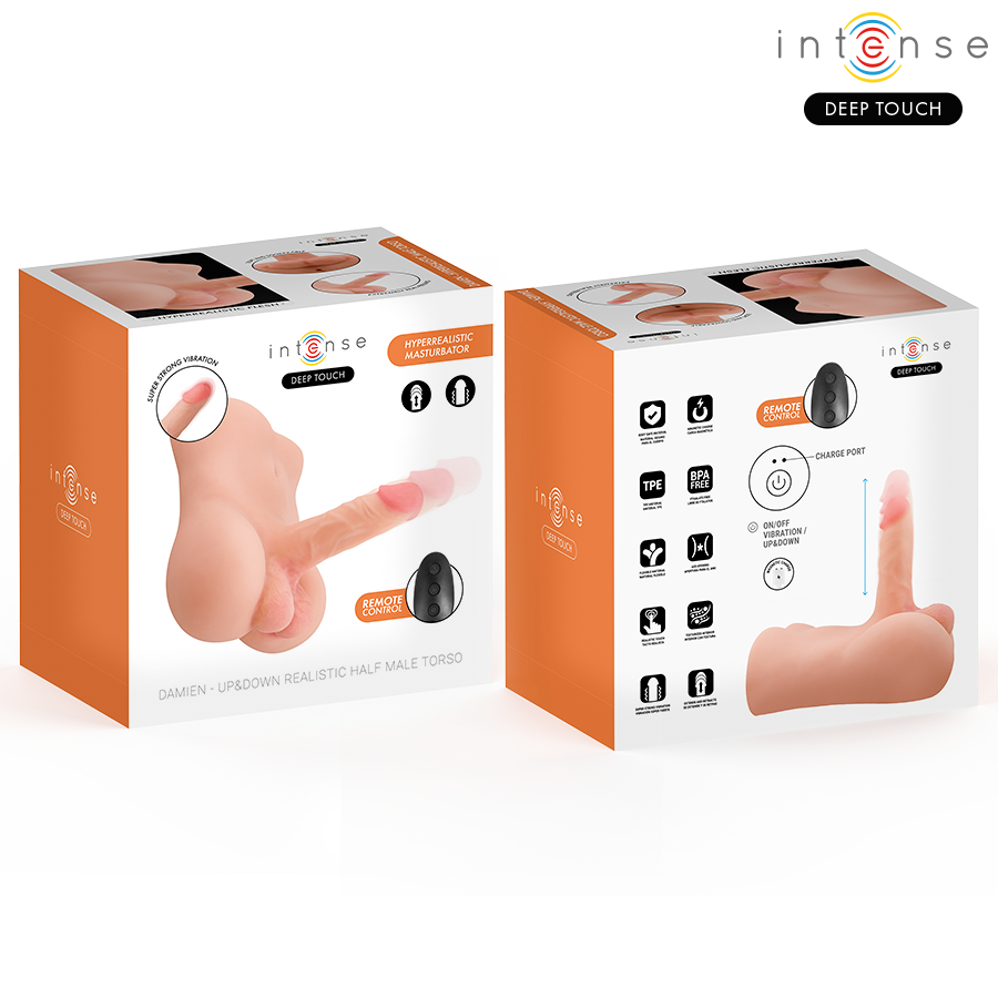 INTENSE DEEP TOUCH - DAMIEN TORSO CON DILDO REALISTICO CON TELECOMANDO A SPINTA E VIBRAZIONE 3,5 KG - INTENSE BODIES & MASTURBATORS | Lingerie Harness Boutique