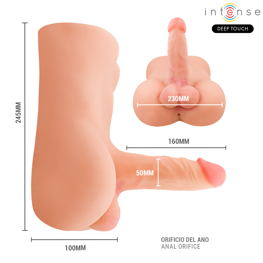 INTENSE DEEP TOUCH - DAMIEN TORSO CON DILDO REALISTICO CON TELECOMANDO A SPINTA E VIBRAZIONE 3,5 KG - INTENSE BODIES & MASTURBATORS | Lingerie Harness Boutique