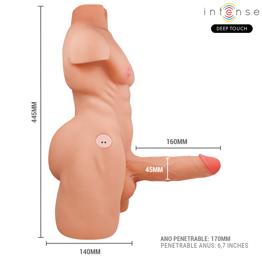 INTENSE DEEP TOUCH - MARTY TORSO CON ANO E DILDO REALISTICO CON SPINTA E VIBRAZIONE, TELECOMANDO, 6,2 KG - INTENSE BODIES & MASTURBATORS | Lingerie Harness Boutique