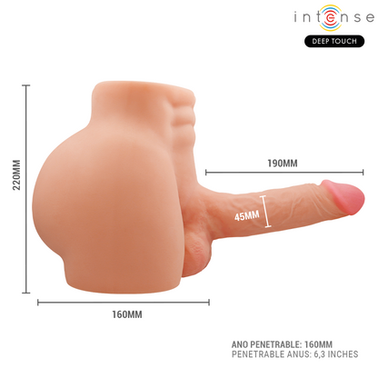 INTENSE DEEP TOUCH - TORSO RICHIE CON ANO E DILDO REALISTICO CON TELECOMANDO A SPINTA E VIBRAZIONE 4,7 KG - INTENSE BODIES & MASTURBATORS | Lingerie Harness Boutique