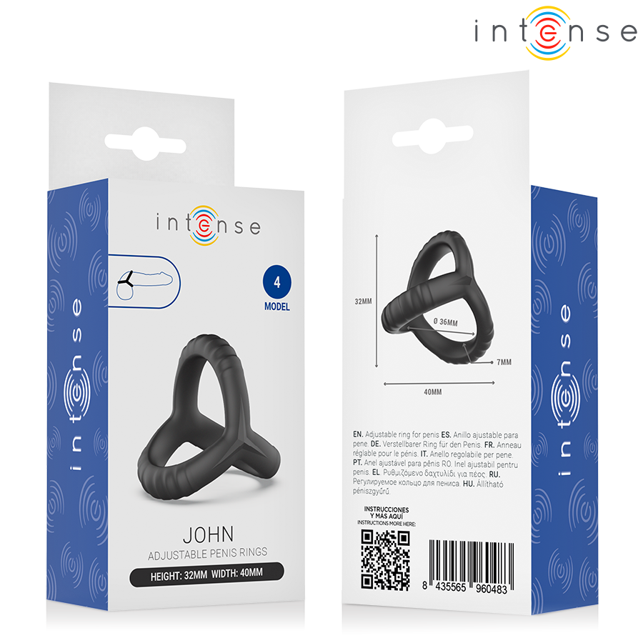 INTENSE - JOHN ANELLO PER PENE TRIPLO REGOLABILE MODELLO 4 - INTENSE FOR HIM | Lingerie Harness Boutique