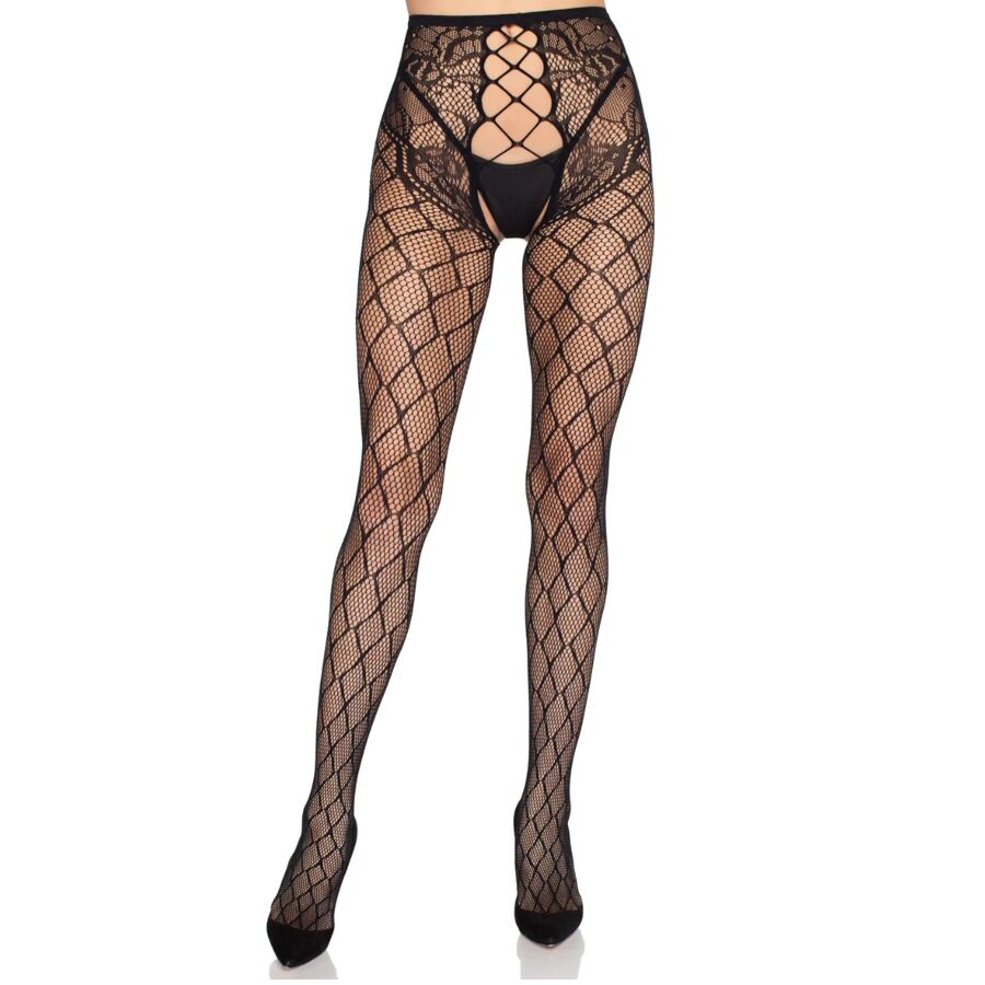 LEG AVENUE - COLLANT A RETE 1966 CON SLIP SENZA CAVALLO NERO - TAGLIA UNICA - LEG AVENUE HOSIERY | Lingerie Harness Boutique