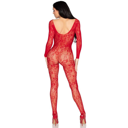 LEG AVENUE - 89366 BODYSTOCKING IN PIZZO ROSSO - TAGLIA UNICA - LEG AVENUE BODYSTOCKINGS | Lingerie Harness Boutique