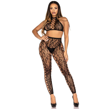 LEG AVENUE - 89372 CROP TOP E COLLANT SENZA CAVALLO NERO - TAGLIA UNICA - LEG AVENUE SETS | Lingerie Harness Boutique
