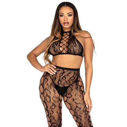LEG AVENUE - 89372 CROP TOP E COLLANT SENZA CAVALLO NERO - TAGLIA UNICA - LEG AVENUE SETS | Lingerie Harness Boutique