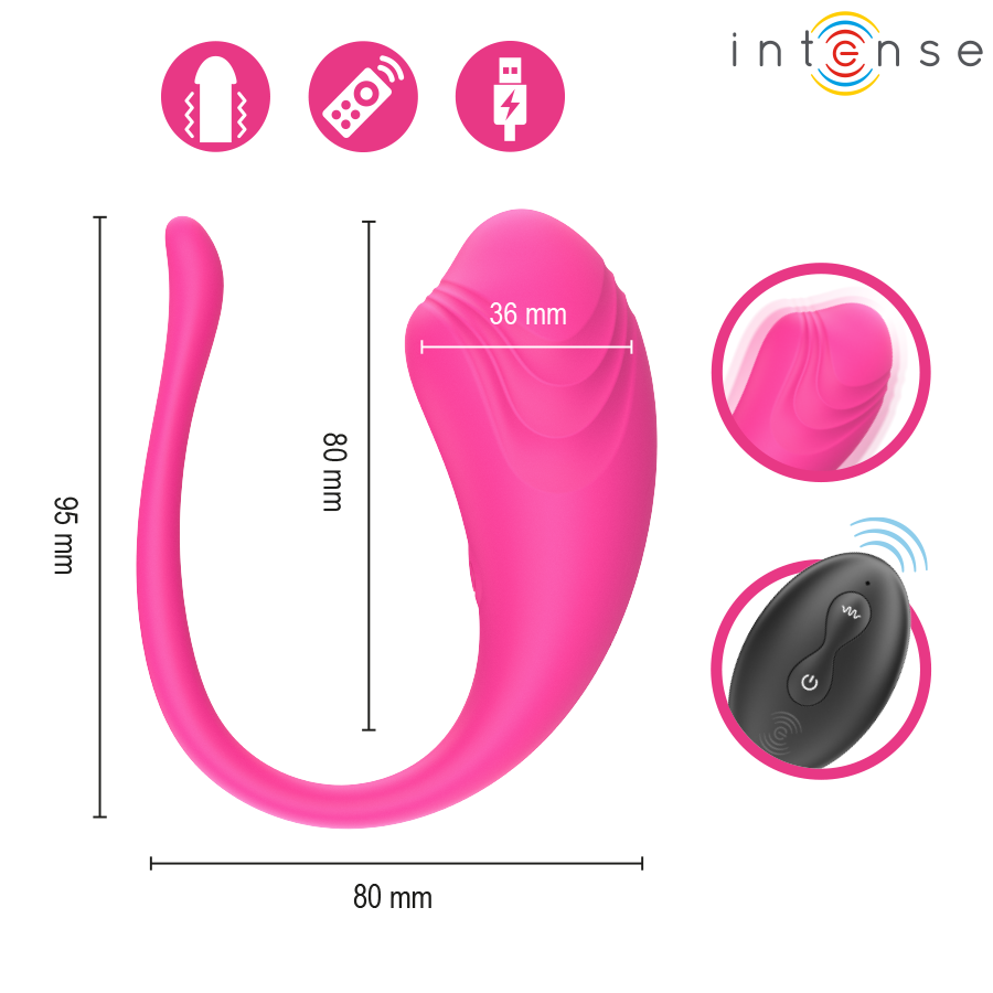 INTENSE - OLIVIA PINK UOVO VIBRANTE CON TELECOMANDO - INTENSE REMOTE CONTROL | Lingerie Harness Boutique