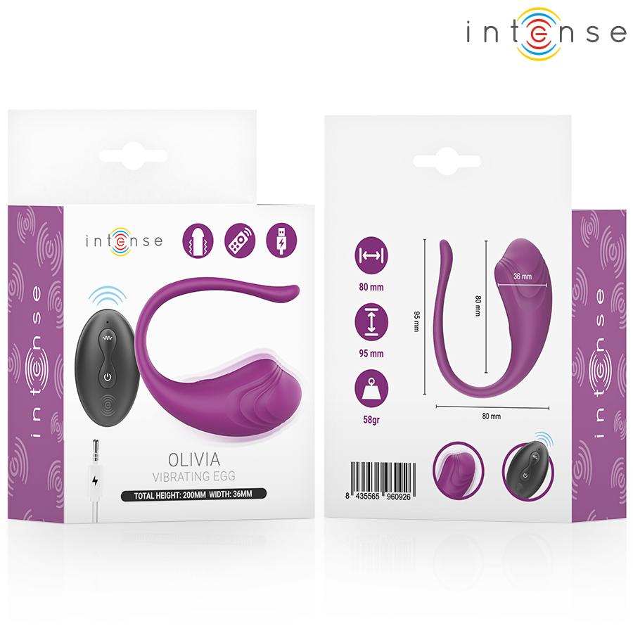 INTENSE - OLIVIA PURPLE UOVO VIBRANTE CON TELECOMANDO - INTENSE REMOTE CONTROL | Lingerie Harness Boutique