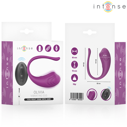 INTENSE - OLIVIA PURPLE UOVO VIBRANTE CON TELECOMANDO - INTENSE REMOTE CONTROL | Lingerie Harness Boutique