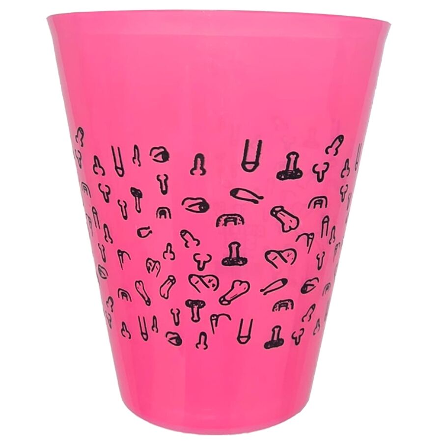 DIABLO PICANTE - TAZZA FUCSIA 500 ML CON PENI NERI - DIABLO PICANTE | Lingerie Harness Boutique