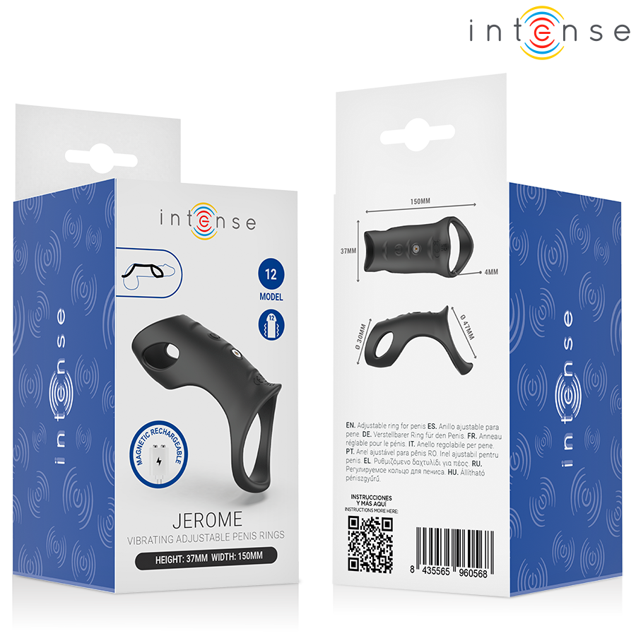 INTENSE - JEROME ANELLO PER PENE VIBRANTE REGOLABILE MODELLO 12 - INTENSE FOR HIM | Lingerie Harness Boutique