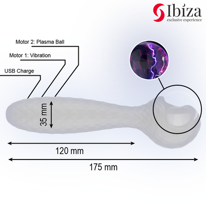 IBIZA - VIBRATORE E STIMOLATORE A SFERA DI PLASMA - IBIZA TECHNOLOGY | Lingerie Harness Boutique