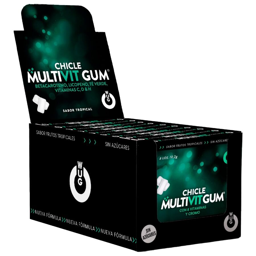WUG GUM - MULTIVIT VITAMINA C, H, D, BETA-CAROTENE, LICOPENE E TÈ VERDE | ESPOSITORE 12 X 8 UNITÀ - WUG GUM | Lingerie Harness Boutique