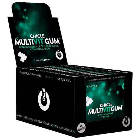 WUG GUM - MULTIVIT VITAMINA C, H, D, BETA-CAROTENE, LICOPENE E TÈ VERDE | ESPOSITORE 12 X 8 UNITÀ - WUG GUM | Lingerie Harness Boutique