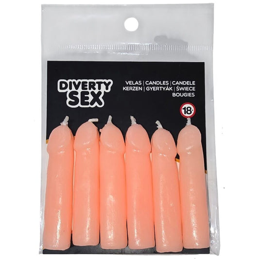 DIABLO PICANTE - 6 CANDELE A FORMA DI PENE CARNE - DIABLO PICANTE | Lingerie Harness Boutique