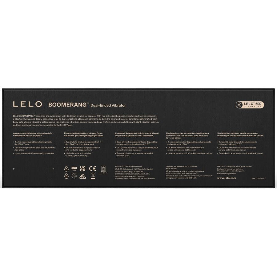LELO - BOOMERANG VIBRATORE A DOPPIA ENDA CERISE - LELO | Lingerie Harness Boutique
