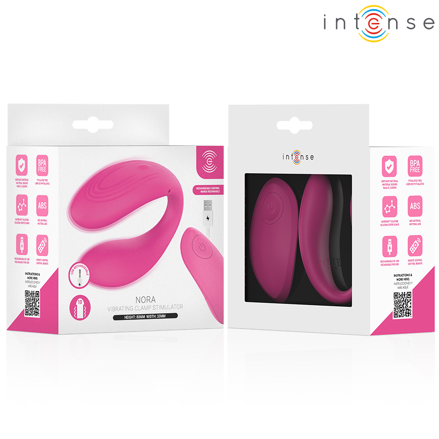 INTENSE - NORA STIMOLATORE VIBRANTE A MORSETTO ROSA - INTENSE REMOTE CONTROL | Lingerie Harness Boutique