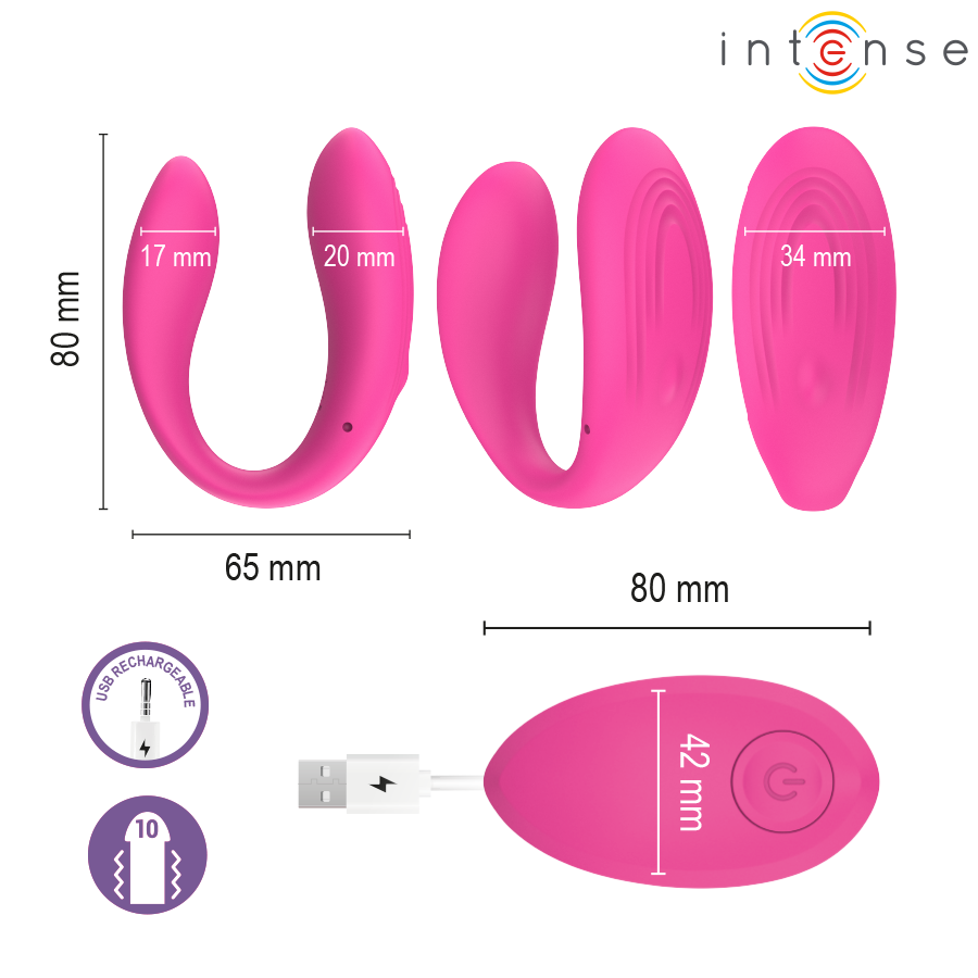 INTENSE - NORA STIMOLATORE VIBRANTE A MORSETTO ROSA - INTENSE REMOTE CONTROL | Lingerie Harness Boutique