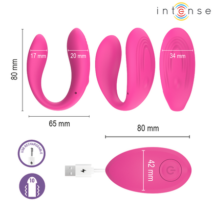INTENSE - NORA STIMOLATORE VIBRANTE A MORSETTO ROSA - INTENSE REMOTE CONTROL | Lingerie Harness Boutique