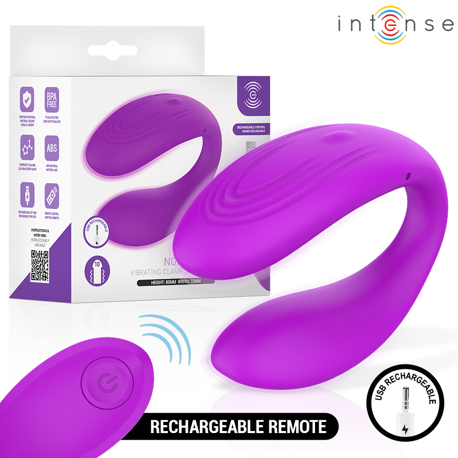 INTENSE - NORA STIMOLATORE VIBRANTE A MORSETTO VIOLA - INTENSE REMOTE CONTROL | Lingerie Harness Boutique