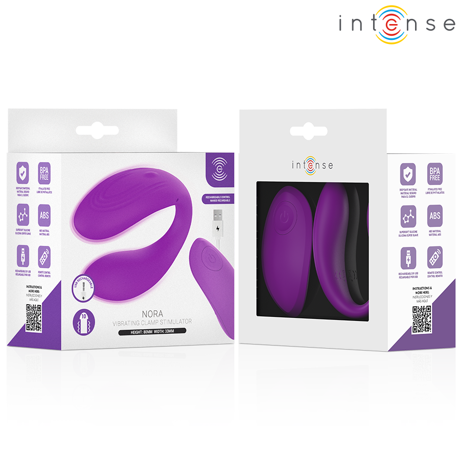 INTENSE - NORA STIMOLATORE VIBRANTE A MORSETTO VIOLA - INTENSE REMOTE CONTROL | Lingerie Harness Boutique