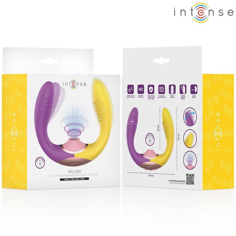 INTENSE - WILLOW  STIMOLATORE A VIBRAZIONE E ASPIRAZIONE 3 IN 1 - INTENSE HIGH TECH | Lingerie Harness Boutique