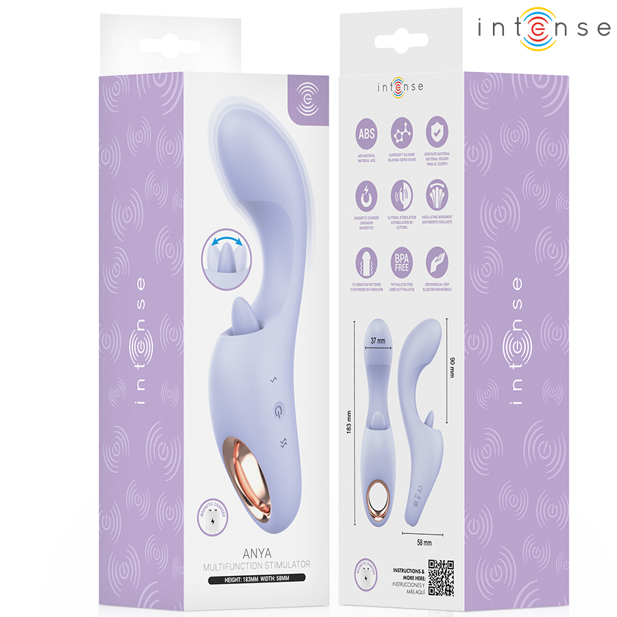 INTENSE - ANYA STIMOLATORE DI VIBRAZIONE E MOVIMENTO MULTIFUNZIONE - INTENSE HIGH TECH | Lingerie Harness Boutique