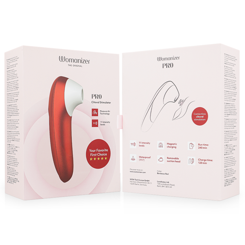WOMANIZER - STIMOLATORE CLITORIDEO PRO VIBRANTE BORDEAUX - WOMANIZER | Lingerie Harness Boutique
