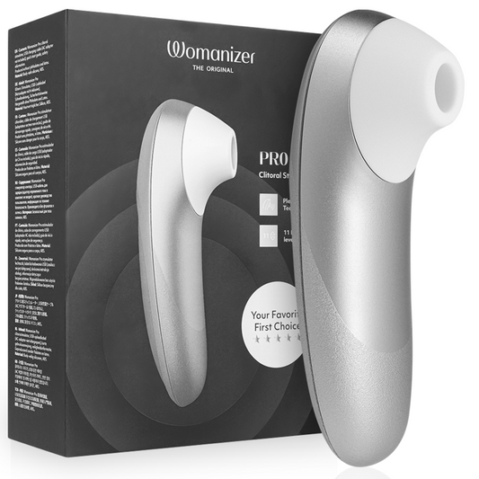 WOMANIZER - STIMOLATORE CLITORIDEO PRO VIBRANTE, COLORE ARGENTO E GRIGIO - WOMANIZER | Lingerie Harness Boutique