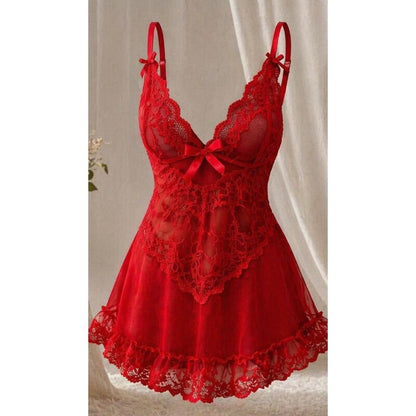 LIVCO CORSETTI FASHION - SET NUIT T-SHIRT + PANTY ROSSO 2028 S/M - LIVCO CORSETTI SETS | Lingerie Harness Boutique