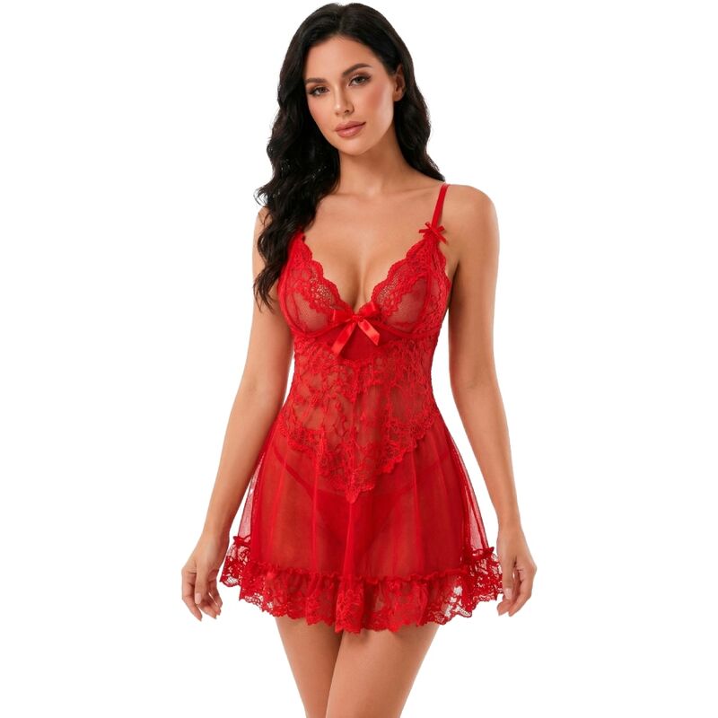 LIVCO CORSETTI FASHION - SET NUIT T-SHIRT + PANTY ROSSO 2028 L/XL - LIVCO CORSETTI SETS | Lingerie Harness Boutique