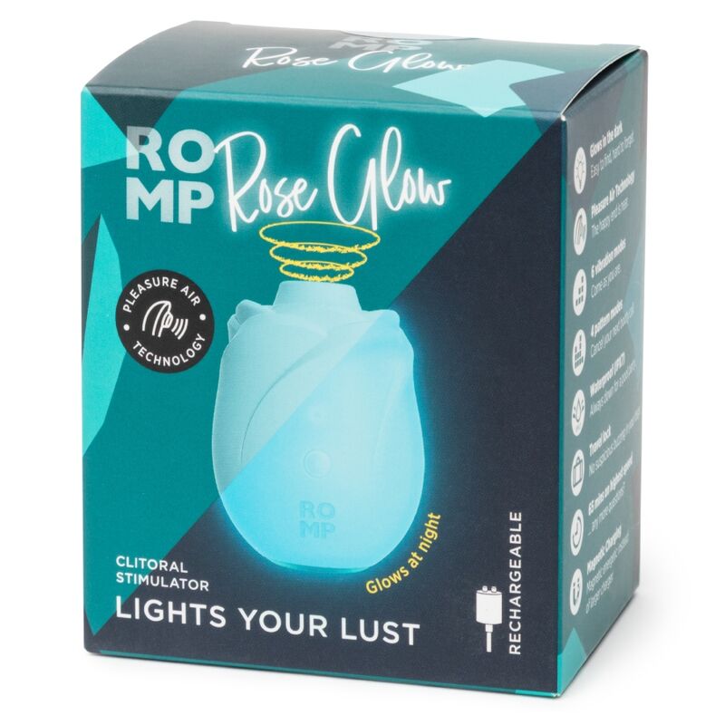 ROMP - ROSE STRUMENTO DI ASPIRAZIONE CLITORIDEA GLOW CHE SI ILLUMINA AL BUIO - ROMP | Lingerie Harness Boutique