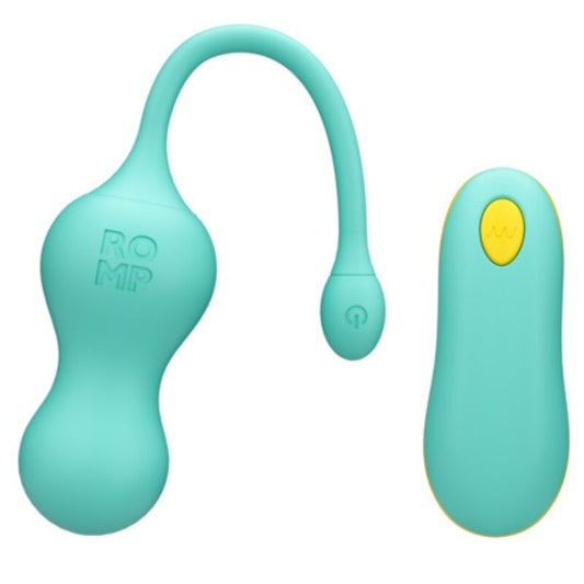 ROMP - CELLO VIBRATORE MULTIFUNZIONE A UOVO TURCHESE CON TELECOMANDO - ROMP | Lingerie Harness Boutique