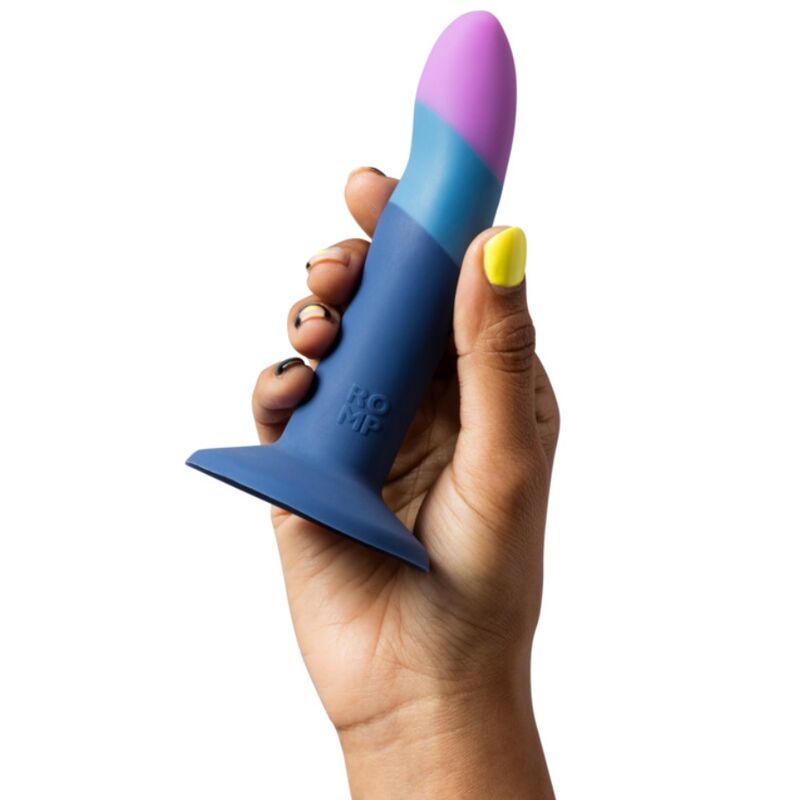 ROMP - DILDO IN SILICONE PICCOLO CON VENTOSA TRICOLORE 14 CM - ROMP | Lingerie Harness Boutique