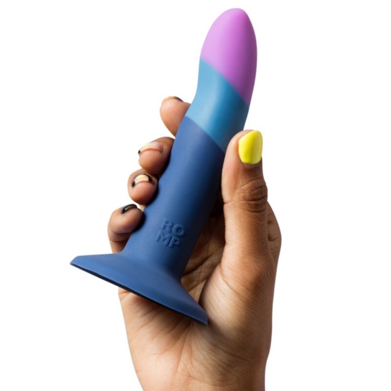 ROMP - DILDO IN SILICONE PICCOLO CON VENTOSA TRICOLORE 14 CM - ROMP | Lingerie Harness Boutique