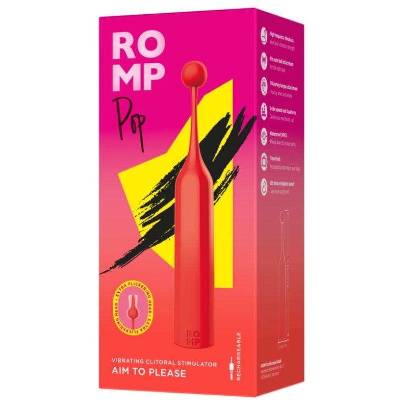 ROMP - POP STIMOLATORE CLITORIDEO AD ALTA FREQUENZA ROSSO - ROMP | Lingerie Harness Boutique