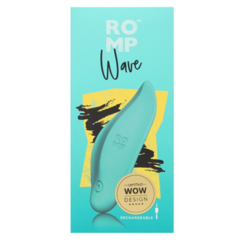 ROMP - VIBRATORE A ONDE STIMOLATORE CLITORIDEO FORMA ERGONOMICA VERDE ACQUA - ROMP | Lingerie Harness Boutique