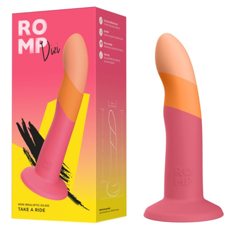 ROMP - DIZI DILDO IN SILICONE CON VENTOSA TRICOLORE 18 CM - ROMP | Lingerie Harness Boutique