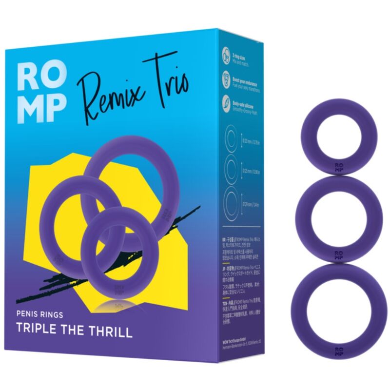 ROMP - REMIX TRIO SET DI 3 ANELLI PER PENE IN SILICONE VIOLA - ROMP | Lingerie Harness Boutique