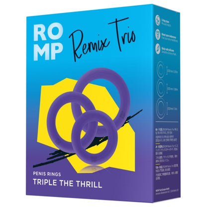 ROMP - REMIX TRIO SET DI 3 ANELLI PER PENE IN SILICONE VIOLA - ROMP | Lingerie Harness Boutique