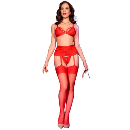 CHILIROSE - CR 4895 SET DA 5 PEZZI ROSSO XL - CHILIROSE SETS | Lingerie Harness Boutique