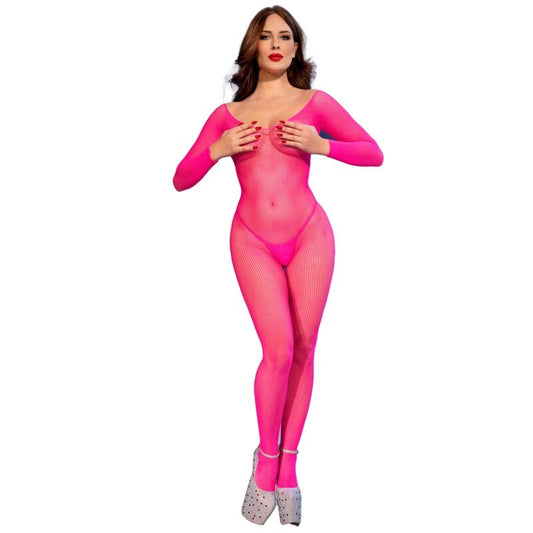 CHILIROSE - CR 4894 BODYSTOCKING IN RETE ROSA NEON S/M - CHILIROSE CORSETS | Lingerie Harness Boutique