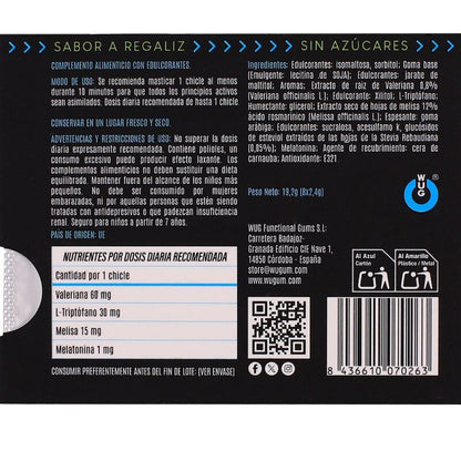 WUG OFF - GOMME DA MASTICARE AL GUSTO DI LIQUIRIZIA CON MELATONINA FUNZIONALE E VALERIANA, 8 PEZZI, IN BLISTER - WUG GUM | Lingerie Harness Boutique