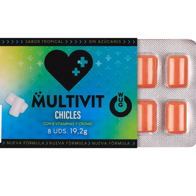 WUG MULTIVIT - MULTIVITAMINICO FUNZIONALE AL GUSTO TROPICALE, BLISTER DI GOMME DA MASTICARE, 8 PEZZI - WUG GUM | Lingerie Harness Boutique