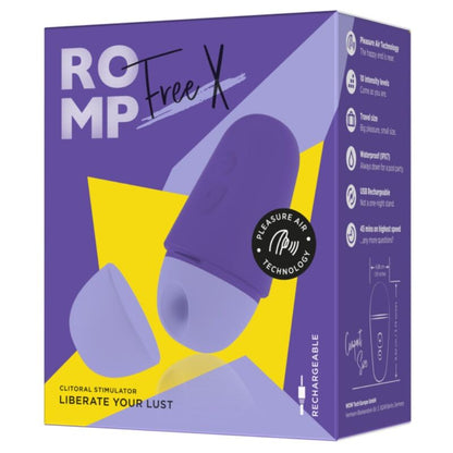 ROMP - STIMOLATORE CLITORIDEO GRATUITO CON COPERCHIO, 10 LIVELLI, RICARICABILE, VIOLA - ROMP | Lingerie Harness Boutique