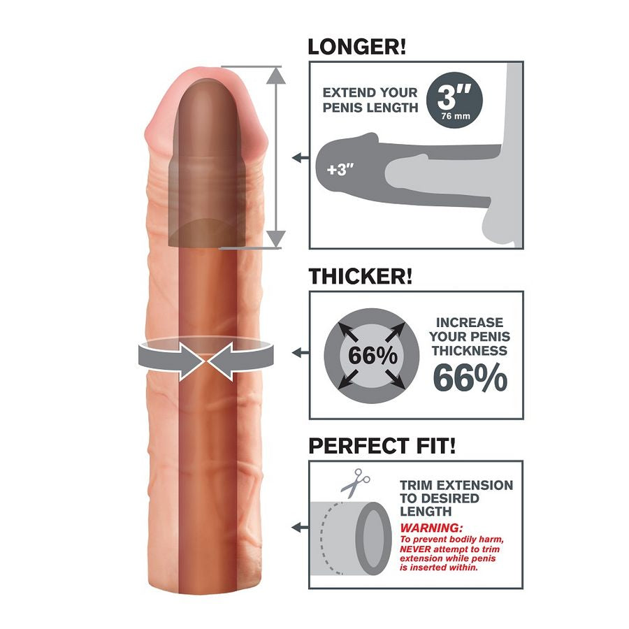 FANTASY X- TENSIONS - MEGA 3 EXTENSION CARNE - FANTASY X-TENSIONS | Lingerie Harness Boutique