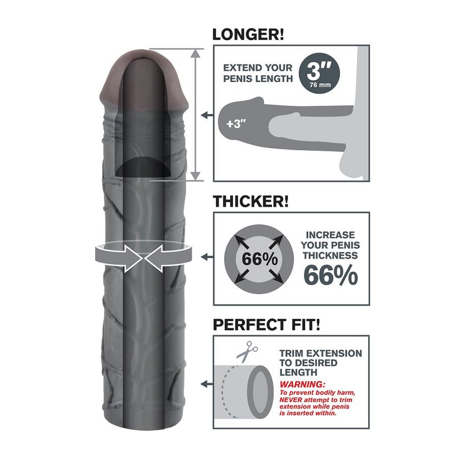 FANTASY X- TENSIONS - PROLUNGA MEGA 3 NERA - FANTASY X-TENSIONS | Lingerie Harness Boutique