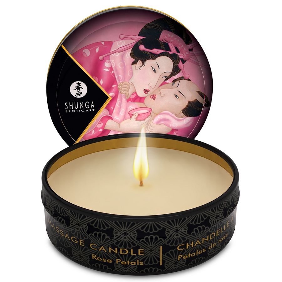 SHUNGA - MINI CARESS BY CANDELIGHT CANDELA DA MASSAGGIO ROSE 30 ML - SHUNGA CANDLES | Lingerie Harness Boutique
