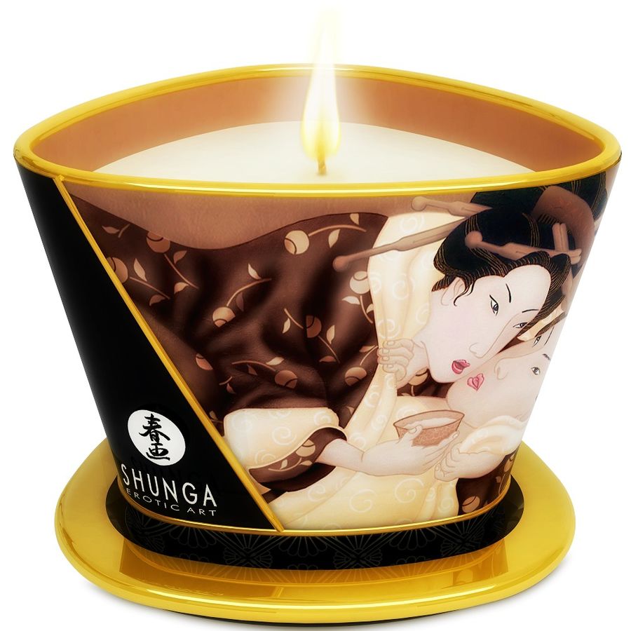 SHUNGA - MINI CARESS BY CANDELIGHT CANDELA DA MASSAGGIO AL CIOCCOLATO 170 ML - SHUNGA CANDLES | Lingerie Harness Boutique