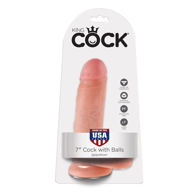 KING COCK - 7 FLESH DILDOS WITH BALLS 17.8 CM